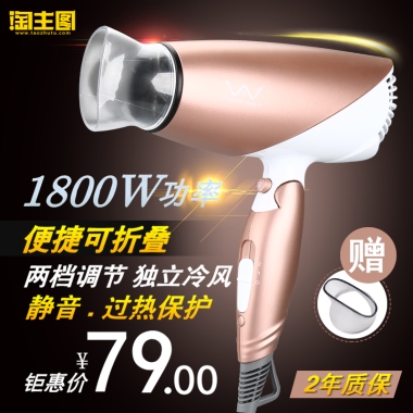 1800W功率便捷可折叠两档调节 独立冷风静音 . 过热保护钜惠价7900.2年质保赠¥