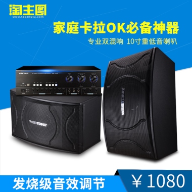 家庭卡拉OK必备神器专业双混响  10寸重低音喇叭发烧级音效调节￥1080