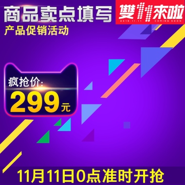 商品卖点填写产品促销活动疯抢价：299元11月11日0点准时开抢
